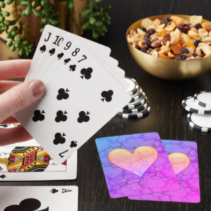 Rainbow Marbled Heart Playing Cards