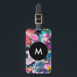 Rainbow Marbling Luggage Tag<br><div class="desc">digital painting by becky nimoy 2019;  customise with your own text or photo</div>