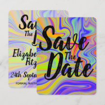 Rainbow Marbling Wedding Save The Date