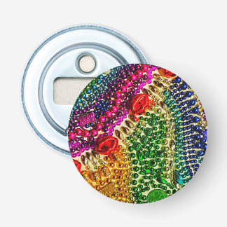 RAINBOW Mardi Gras Bead Art button bottle opener