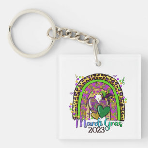 Rainbow Mardi Gras Keychain