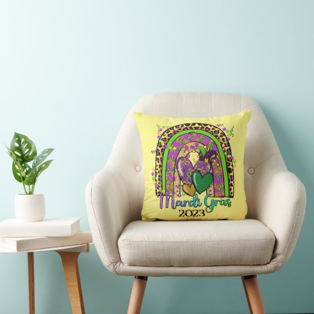 Rainbow Mardi Gras Throw Pillow (Chair)