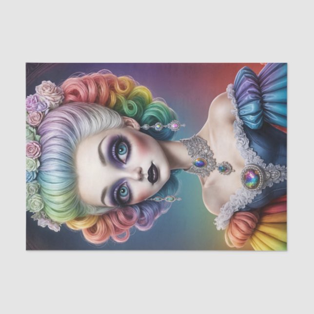 Rainbow Marie Antoinette Decoupage Paper (Front)