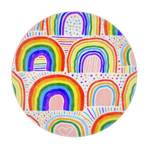 Rainbow Marker Illustration: Childish Seamless Pat Cutting Board