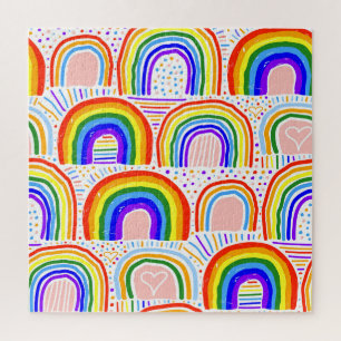 Rainbow Marker Illustration: Childish Seamless Pat Jigsaw Puzzle