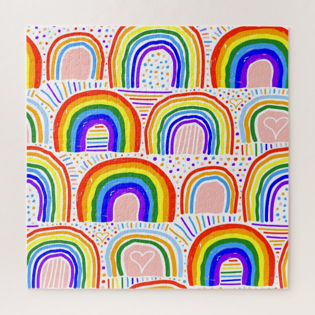 Rainbow Marker Illustration: Childish Seamless Pat Jigsaw Puzzle (Vertical)