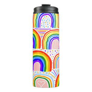 Rainbow Marker Illustration: Childish Seamless Pat Thermal Tumbler
