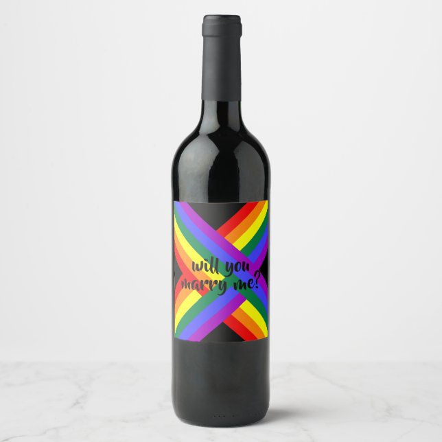 rainbow marry me wine label (Front)
