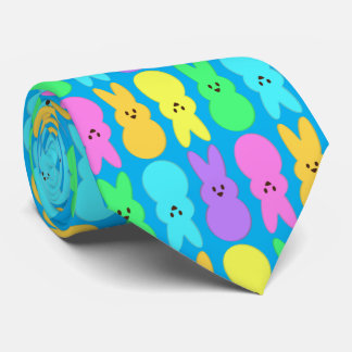 Rainbow Marshmallow Alternating Bunny Blue Neck Ti Tie