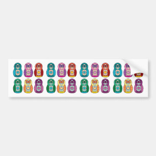 Rainbow Matryoshka Owls Bumper Sticker