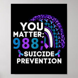 Rainbow Matter 988 Prevention Awareness Ribbon Poster