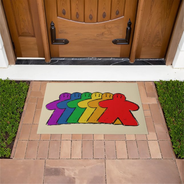 Rainbow Meeple Board Game Front Entrance  Doormat (Outdoor)