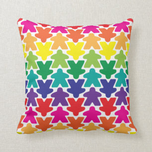 Rainbow Meeple Throw Pillow