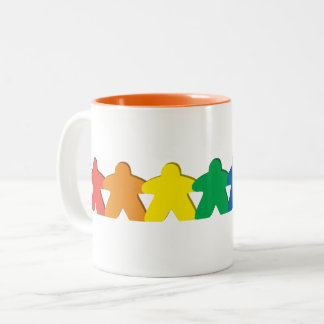 Rainbow Meeple Two-Tone Coffee Mug