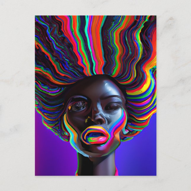 Rainbow Melanin Queen Black Girl Magic Sista Holiday Postcard (Front)