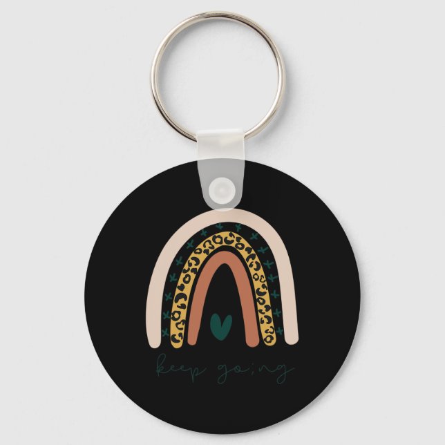 Rainbow Mental Health Semicolon Keep Going Boho Tr Key Ring (Front)