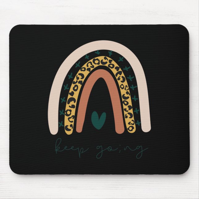 Rainbow Mental Health Semicolon Keep Going Boho Tr Mouse Mat (Front)