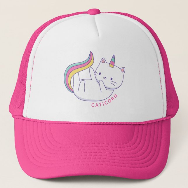 Rainbow  Meowgical Caticorn Trucker Hat (Front)
