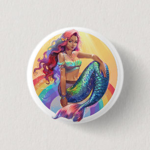 Rainbow Mermaid 3 Cm Round Badge