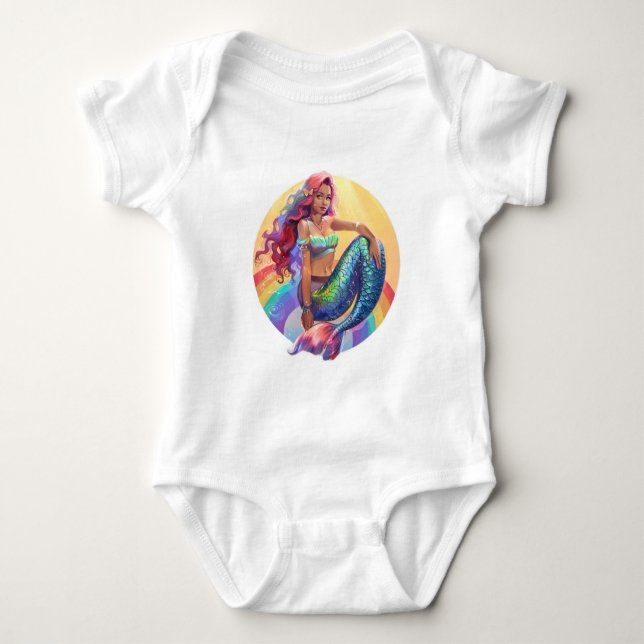 Rainbow Mermaid Baby Bodysuit (Front)