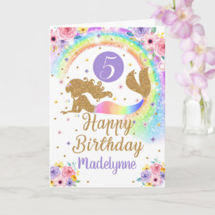 Rainbow Mermaid Birthday Card