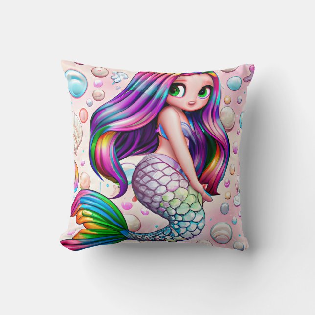 Rainbow Mermaid   Cushion (Front)