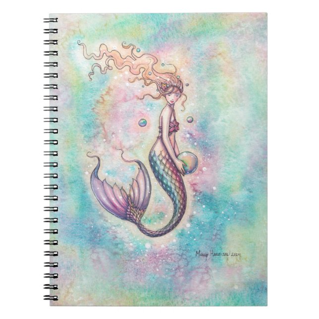 Rainbow Mermaid Fantasy Watercolor Art Notebook (Front)