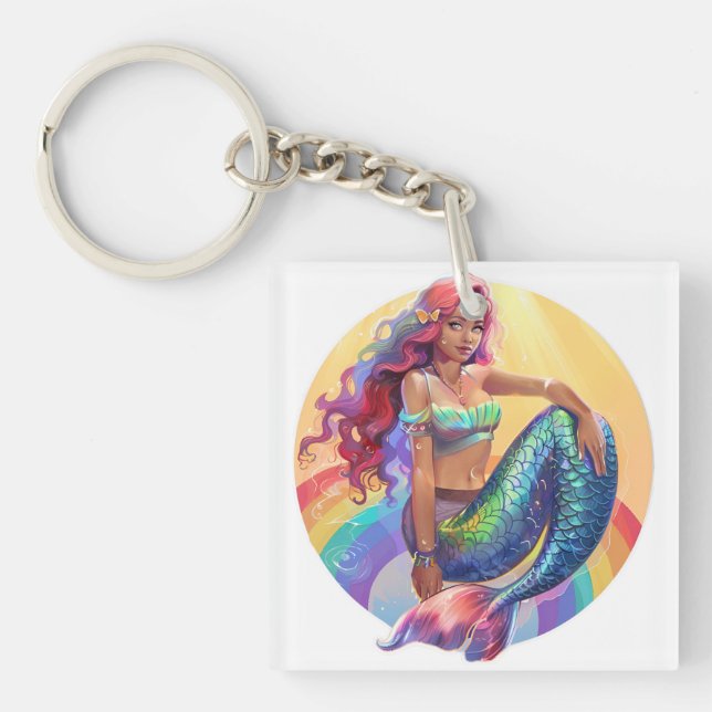 Rainbow Mermaid Key Ring (Front)