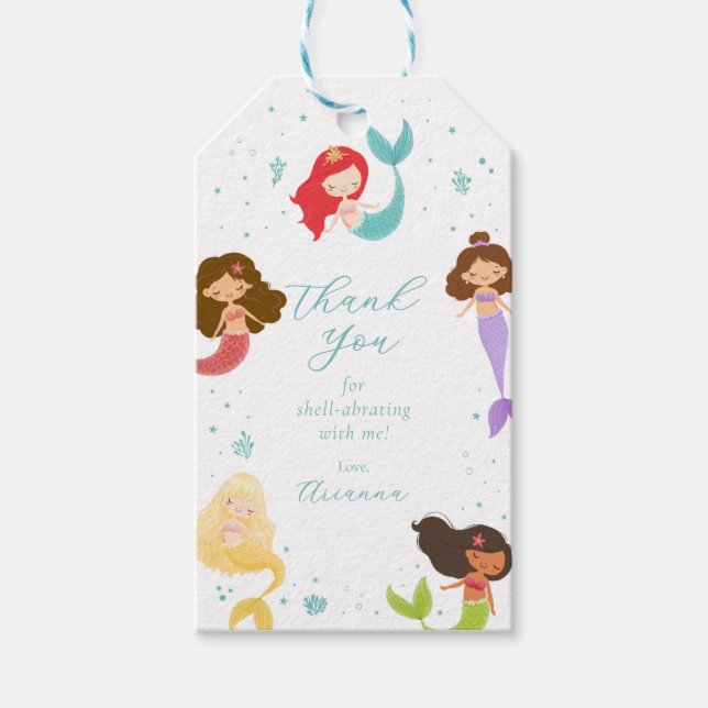 Rainbow Mermaid Party Favour Gift Tag (Front)