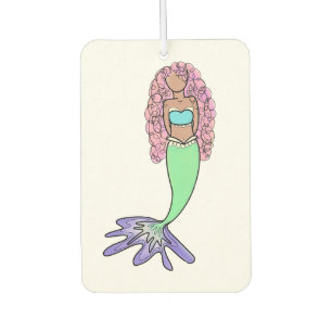 rainbow mermaid pink blue purple green black curly car air freshener