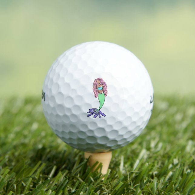rainbow mermaid pink blue purple green black curly golf balls (Insitu Tee)