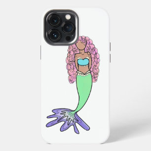 rainbow mermaid pink blue purple green black curly iPhone 13 pro max case