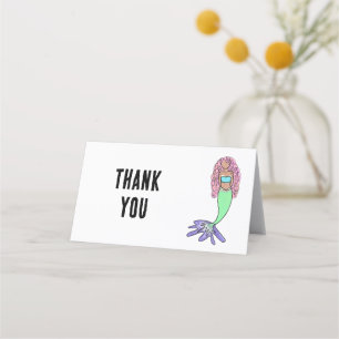 rainbow mermaid pink blue purple green black curly loyalty card
