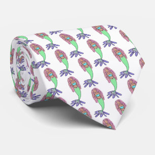 rainbow mermaid pink blue purple green black curly tie
