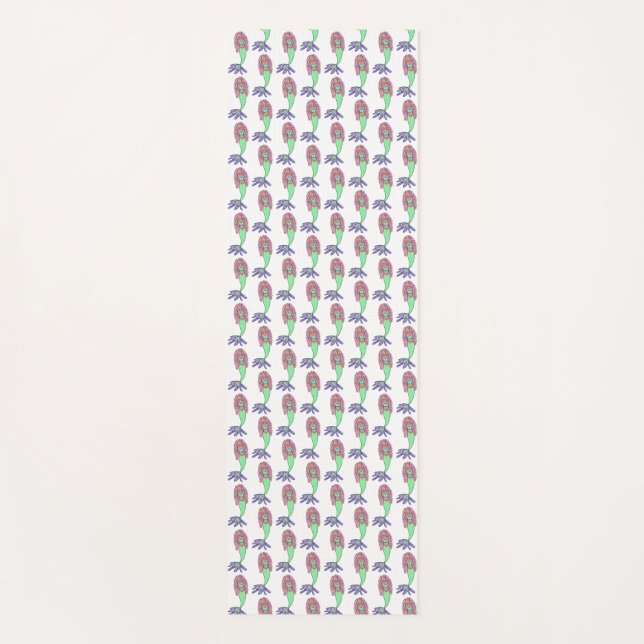 rainbow mermaid pink blue purple green black curly yoga mat (Front)