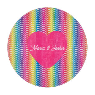 Rainbow Mermaid Pride Heart Cutting Board