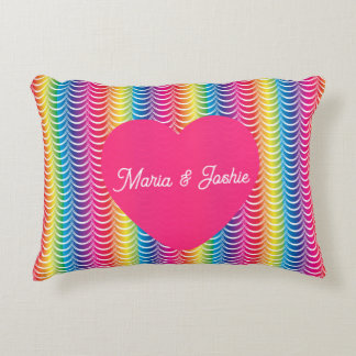 Rainbow Mermaid Pride Heart Decorative Cushion