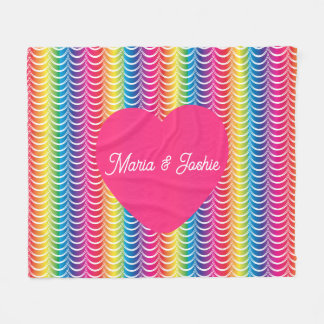 Rainbow Mermaid Pride Heart Fleece Blanket