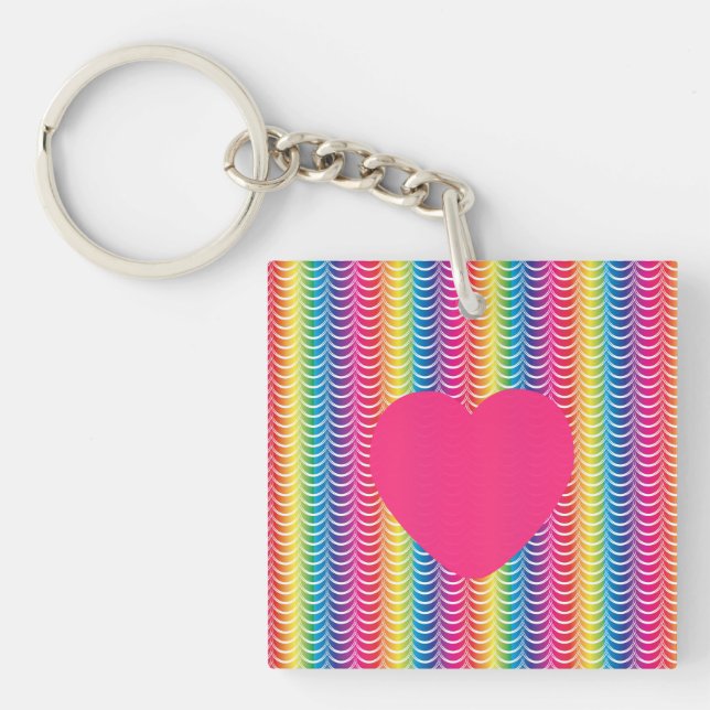 Rainbow Mermaid Pride Heart Key Ring (Front)