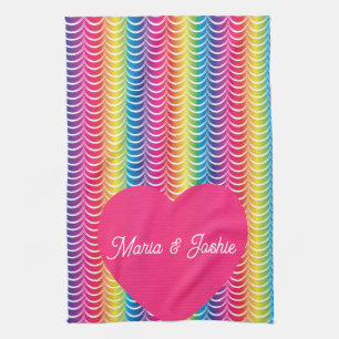 Rainbow Mermaid Pride Heart Tea Towel