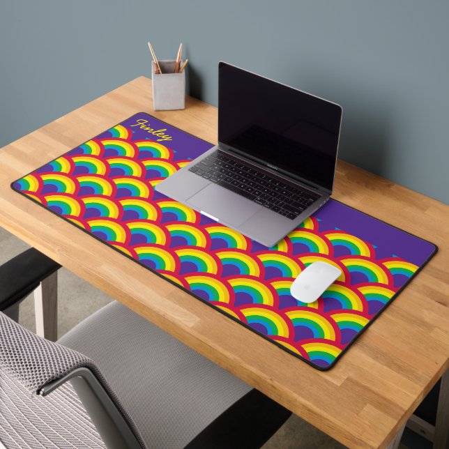 Rainbow Mermaid Scale Custom Name Desk Mat (Office 2)