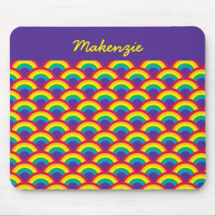Rainbow Mermaid Scale Custom Name Mouse Mat
