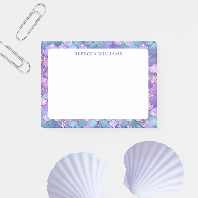 Rainbow Mermaid Scale Pattern Name Template Post-it Notes (Creator Uploaded)