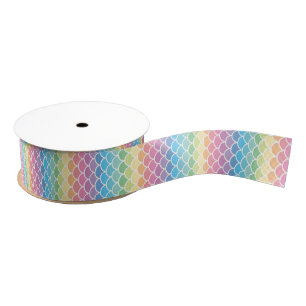 Rainbow Mermaid Scales Ribbon Grosgrain Ribbon
