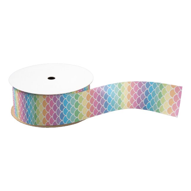 Rainbow Mermaid Scales Ribbon Grosgrain Ribbon (Spool)