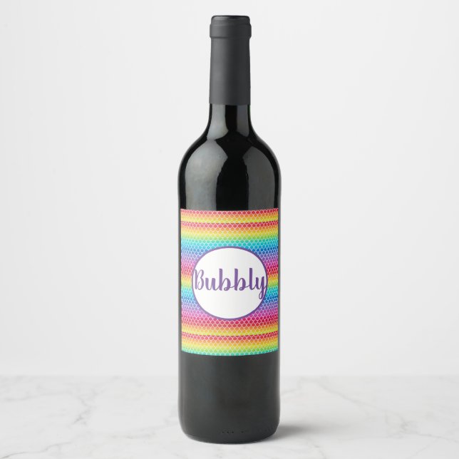 Rainbow Mermaid scales Wine Label (Front)