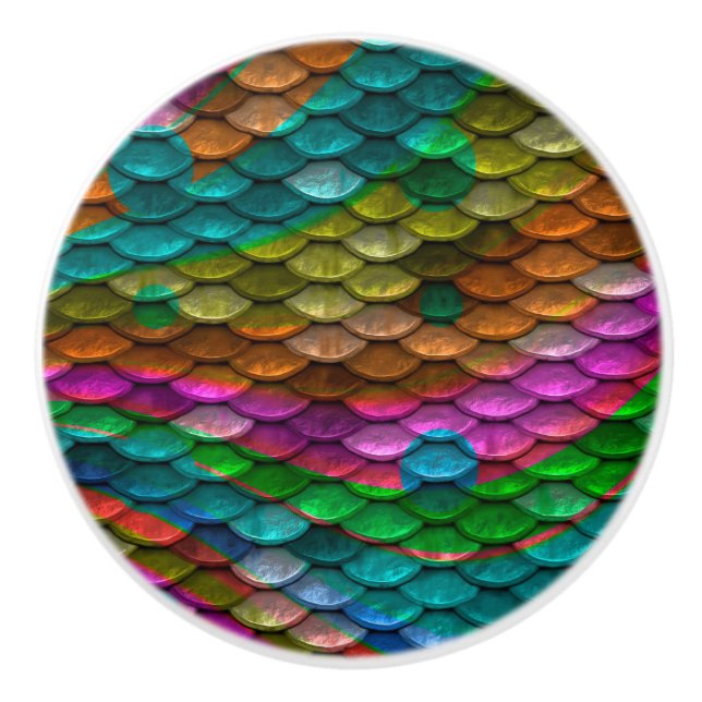 Rainbow Mermaid Skin Ceramic Knob (Front)