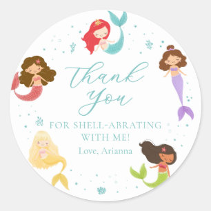 Rainbow Mermaid Thank You Stickers