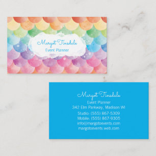 Rainbow Mermaid Watercolor Business Card