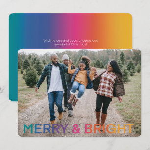 Rainbow Merry And Bright Photo Holiday Card